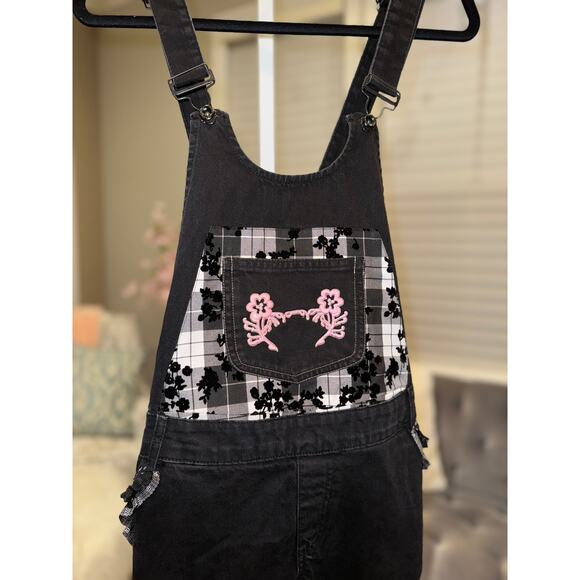 NWT Upcycled Zara Black Denim Overalls Size XSM-SM - 1-2 QUICK SHIP - Picture 3 of 6